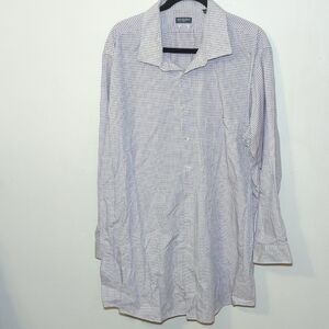 Van Heusen Flex Wrinkle-Free White + Red Checkered Textured Shirt Men's Size XLT